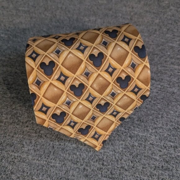Disney Other - Disney Disneyland Resort Silk Tie, Gold and Blue Geometric Pattern, 59"